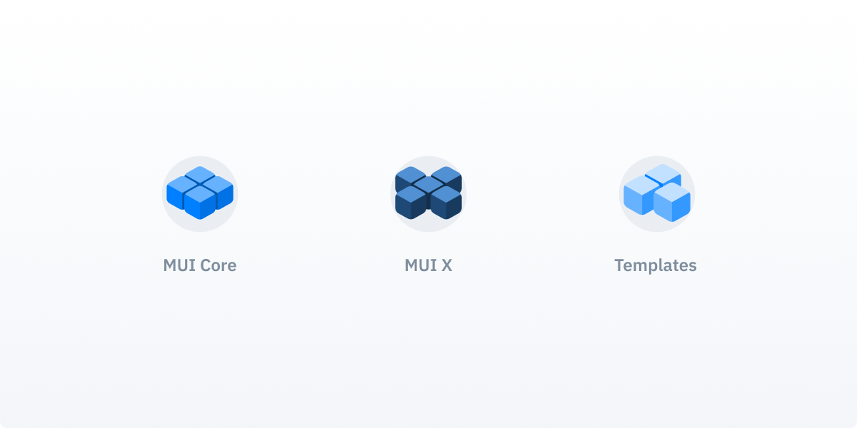 Logos for MUI Core, MUI X and Templates